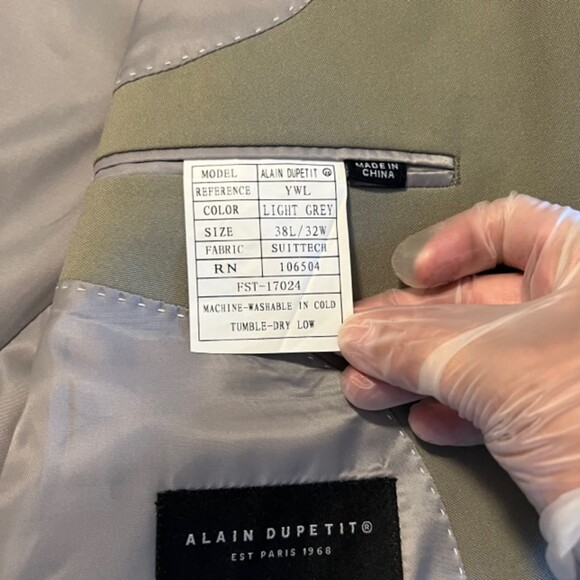 Alain Dupetit Mens 2 Button Suittech Light Grey Sport Coat Blazer 38L x 32W NWT - Picture 9 of 12